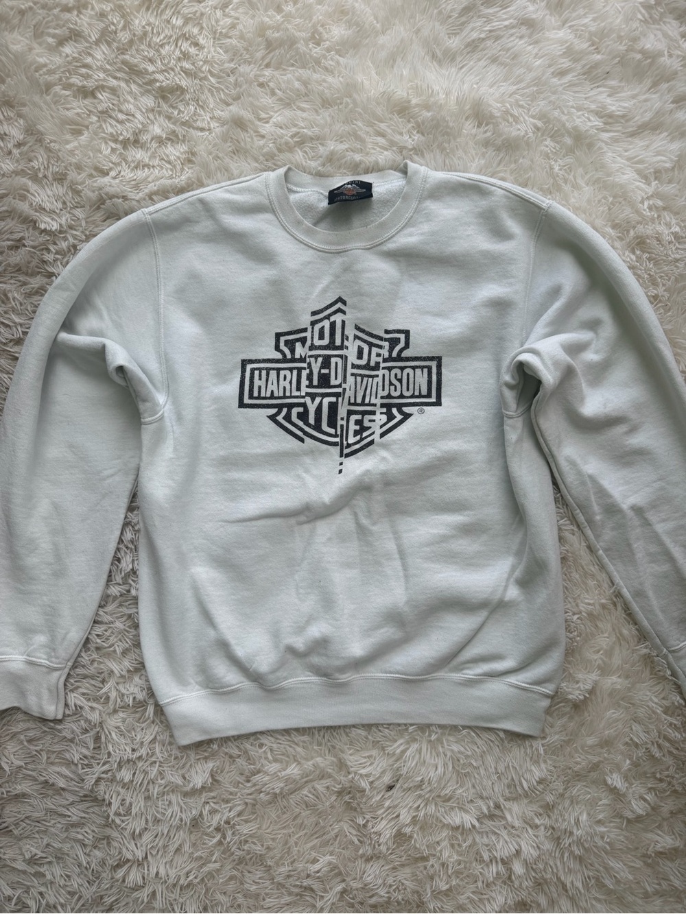 Harley-Davidson White Crewneck Sweatshirt with Black Logo